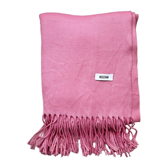 Gorgeous Moschino Pink Pashmina Scarf Wrap Shawl with Fringe - Picture 2 of 5